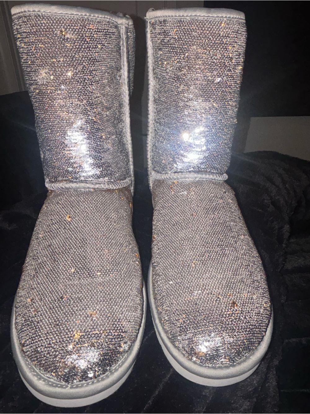UPDATED PHOTOS! UGG Silver Sequin Cozy Boots - Picture 3 of 12